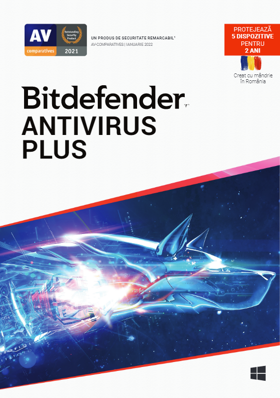 LICENTA Bitdefender Antivirus Plus, 5 utilizatori, 2 ani pt. PC, retail "AV03ZZCSN2405BEN"- valabile doar pe teritoriul Romaniei