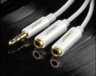 CABLU audio Ugreen, "AV134" stereo 3.5 mm jack (T) la 2 x 3.5 mm jack (M), 0.25 m, conectori auriti, alb "10739" - 6957303817399