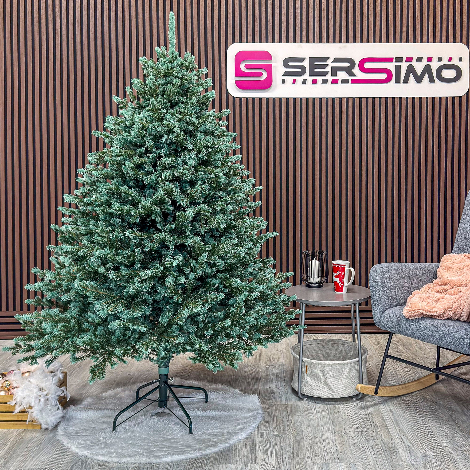 Brad artificial Christmas Deluxe by Sersimo, Alaska Select verde argintiu, integral 3D, 180 cm