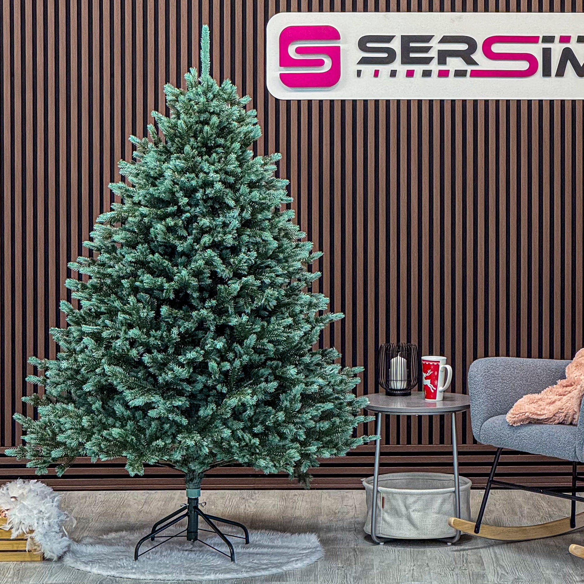 Brad artificial Christmas Deluxe by Sersimo, Alaska Select verde argintiu, integral 3D, 180 cm