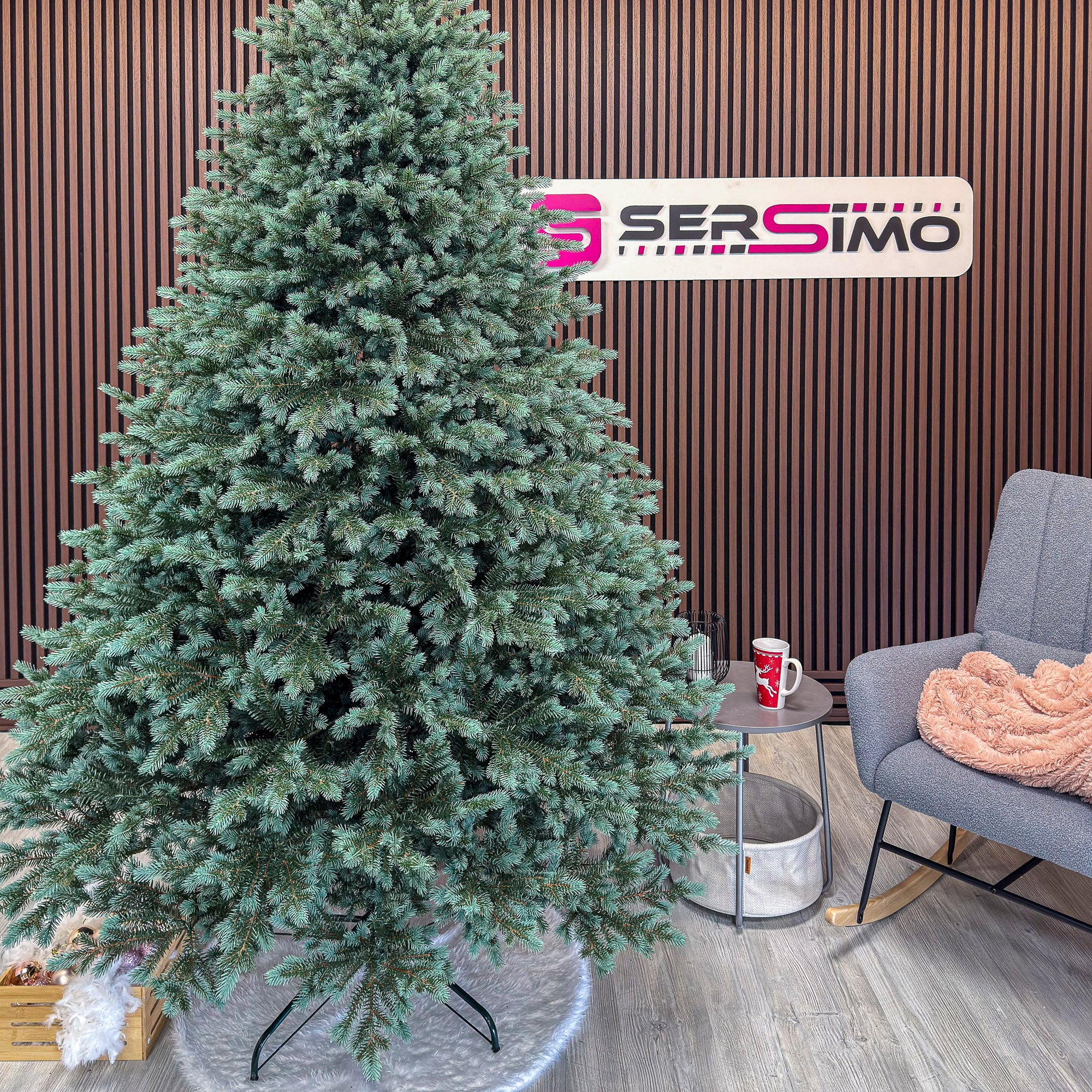 Brad artificial Christmas Deluxe by Sersimo, Alaska Select verde argintiu, integral 3D, 300 cm