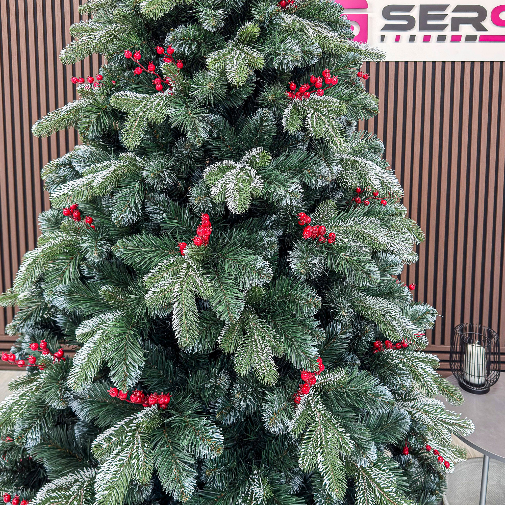 Brad artificial Sersimo, Alexima Elite, verde nins cu merisoare, mix 2D+3D, 230 cm