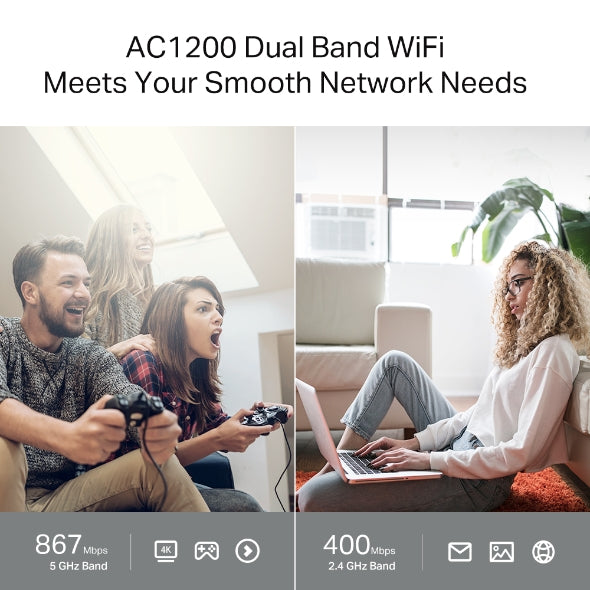 ROUTER TP-LINK wireless 1200Mbps, MU-MIMO, 4 porturi Gigabit, 4 antene externe, Dual Band AC1200 "Archer C64"