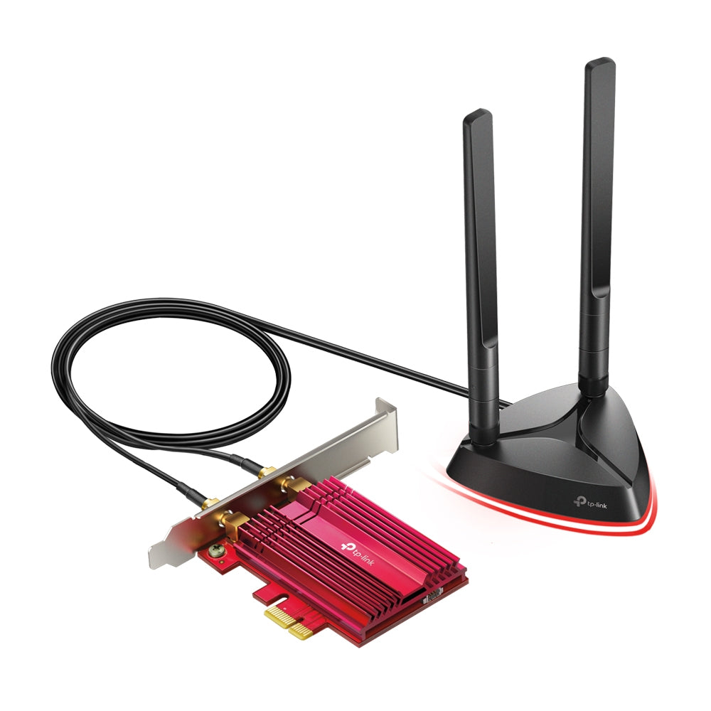 PLACA RETEA TP-LINK AX3000, intern wireless 2.4 GHz | 5 GHz, PCI-E, port, 3000 Mbps, antena externa x 2, "Archer TX3000E"