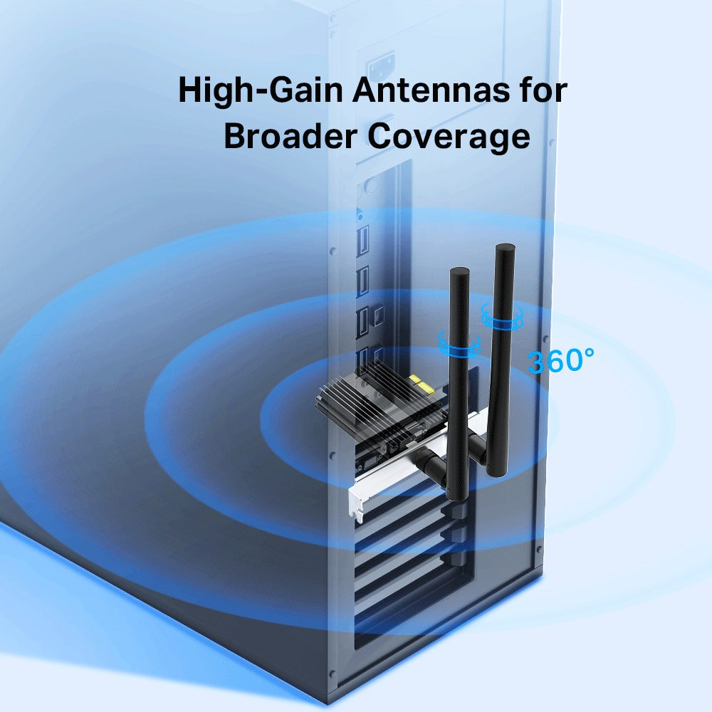 ADAPTOR RETEA TP-LINK AX3000, intern wireless 2.4 GHz | 5 GHz, PCI-E, port, 3000 Mbps, antena externa x 2, "Archer TX50E"