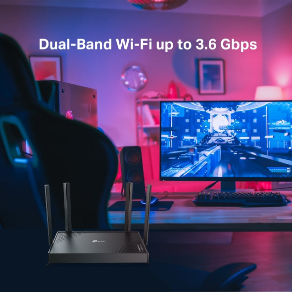 ROUTER TP-LINK wireless BE3600 viteze Wi-Fi 7 Dual-Band de pana la 3600 Mbps 1× port WAN Gigabit, 4 × porturi LAN Gigabit, 2.4 Ghz/5 Ghz dual band, WI-FI 7 "Archer BE220"