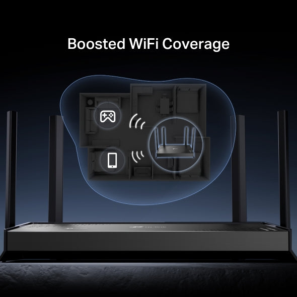 ROUTER TP-LINK wireless BE3600 viteze Wi-Fi 7 Dual-Band de pana la 3600 Mbps 1× port WAN Gigabit, 4 × porturi LAN Gigabit, 2.4 Ghz/5 Ghz dual band, WI-FI 7 "Archer BE220"