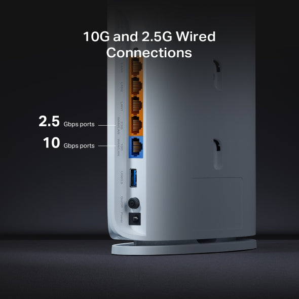 ROUTER TP-LINK wireless BE7200 viteze Wi-Fi 7 Dual-Band de pana la 7200 Mbps 1× 10 Gbps WAN/LAN port, 1× 2.5 Gbps WAN/LAN port and 3× 1 Gbps LAN, 2.4 Ghz/5 Ghz dual band, WI-FI 7 "Archer BE450"