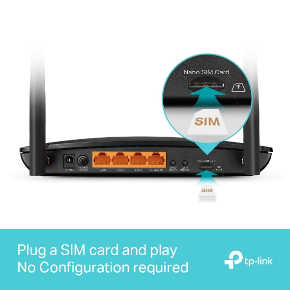 ROUTER TP-LINK wireless. 4G LTE (desktop), 1600Mbps. 3 porturi 10/100/1000Mbps + 1 WAN/LAN Gigabit, Dual Band "Archer MR600"