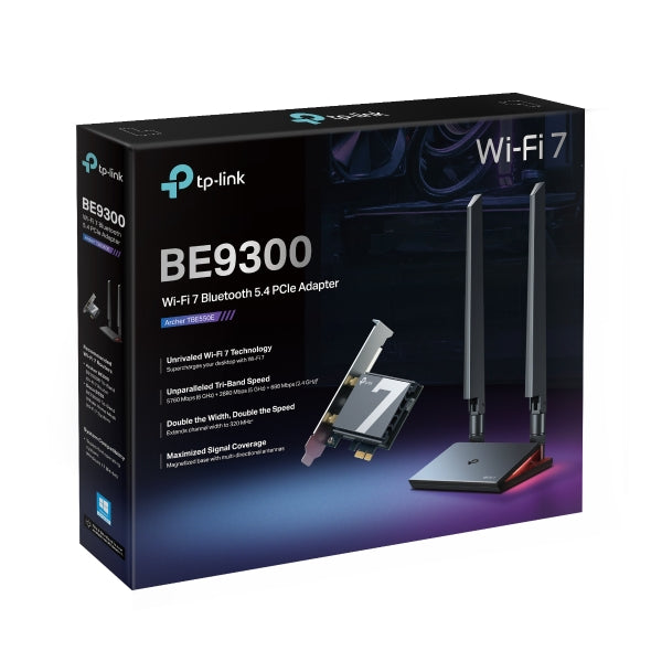 ADAPTOR RETEA TP-LINK, BE9300 Wi-Fi 7 Bluetooth 5.4 PCIe Adapter, 9300 Mbps, WI-FI 7 si Bluetooth 5.4, antena externa x 2, "Archer TBE550E"