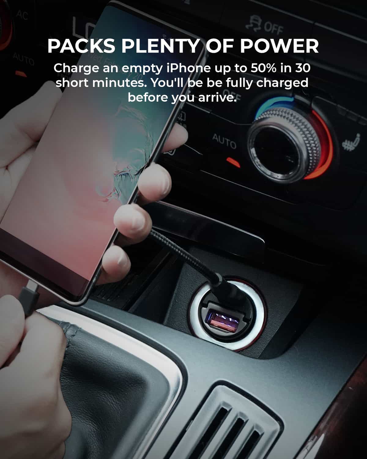 Alimentator Smartphone auto Aukey, CC-A3, 30W, fast charge, alimentare bricheta, 1 x USB-C, 1 x USB-A, negru, "LLTSN1017990" - 608119202393