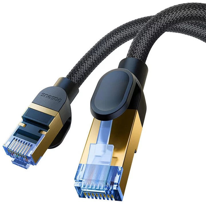 PATCH CORD UTP Baseus Cat7, fire din cupru, round cable, viteza maxima 10 Gbps, PVC, 8m, negru 