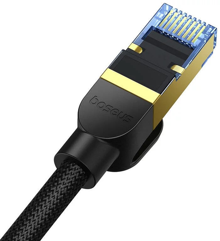 PATCH CORD UTP Baseus Cat7, fire din cupru, round cable, viteza maxima 10 Gbps, PVC, 8m, negru 
