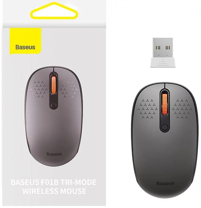 Mouse Baseus PC sau NB wireless, 2.4GHz si Bluetooth, optic, 800/ 1200/1600 dpi,butoane/scroll 3/1, gri,"B01055503833-00"
