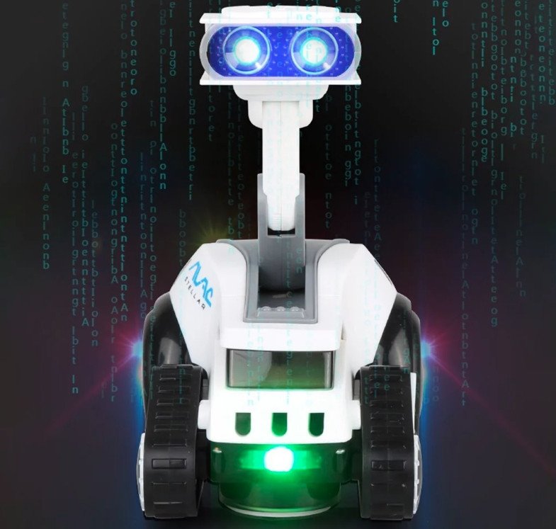Robot rover interactiv pentru copii cu muzica, lumini, dans si invatare engleza, 19x16x11 cm, alb