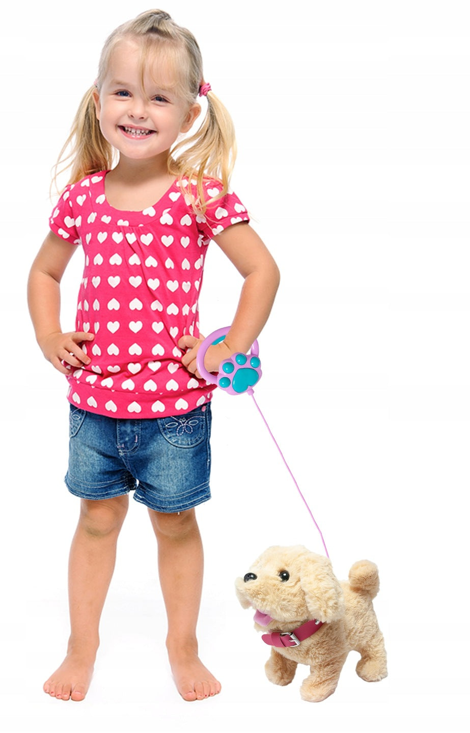 Catel interactiv pentru copii cu sunete, mers, melodii, lesa si accesorii de ingrijire, 23x12x21 cm, bej