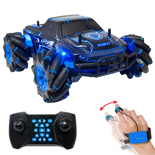 Masina teren 4x4 telecomandata cu role laterale, control gesturi si functie drift, 27x22x13 cm, negru