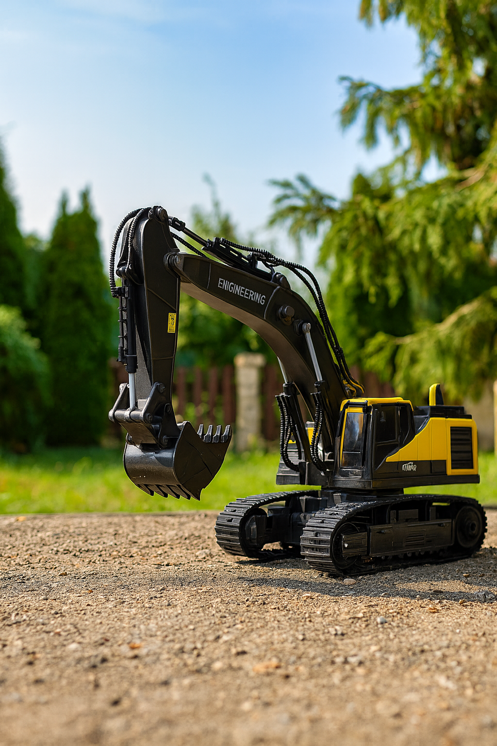 Excavator RC cu senile pentru copii, lumini si brat functional, telecomanda, incarcare USB, 32x30x12 cm