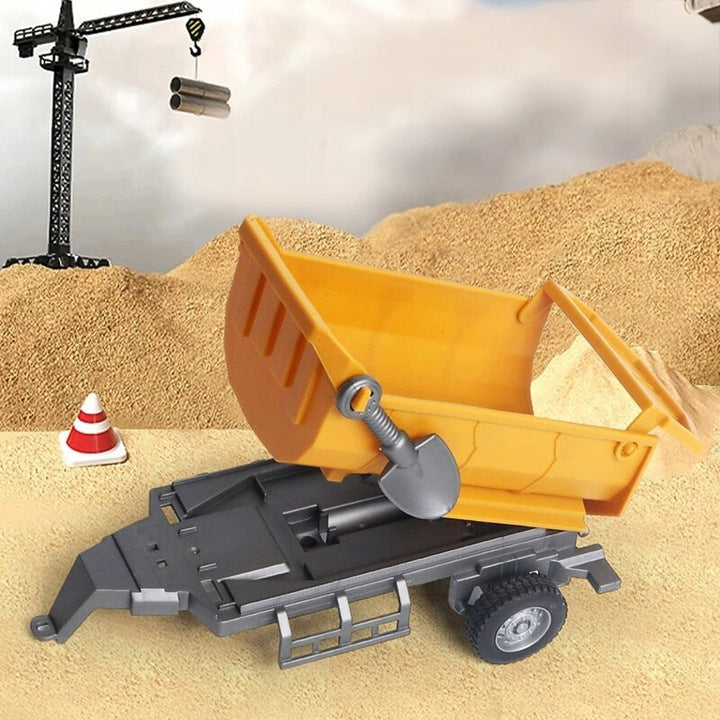 Set utilaje construction RC cu excavator si basculanta, lumini si abur, telecomanda, 3 accesorii incluse