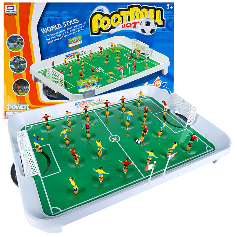 Joc fotbal de masa cu jucatori pe arc, set complet cu 22 figurine si tabla de scor, 50x37x13 cm