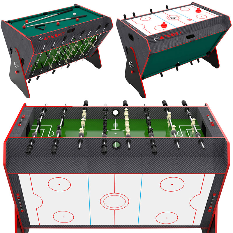 Masa de joc multifunctionala 3 in 1, fotbal, biliard si air hockey, 124x84x85 cm