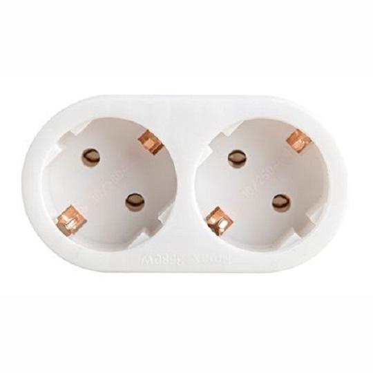 PRIZA Bachmann, Schuko x 2, conectare prin Schuko (T), cablu nu e cazul, fara protectie, alb, "B921.017"