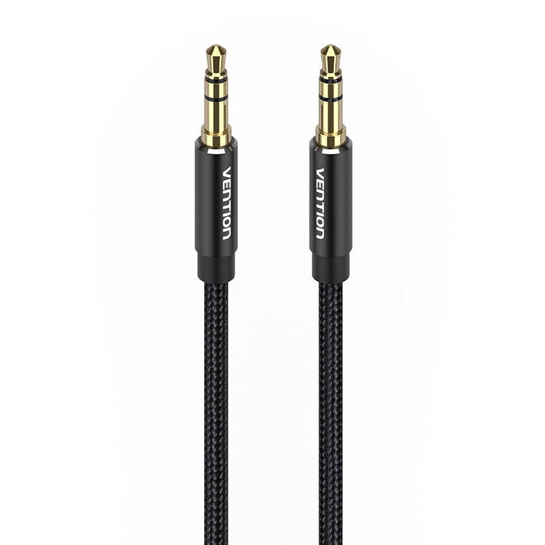 Cablu audio Vention, Jack 3.5mm (T) la Jack 3.5mm (T), 1m, conectori auriti, braided BBC si TPE, negru, "BAWBF" - 6922794765900