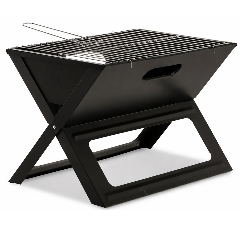 Gratar portabil pliabil pentru gradina si camping, metal, 44x28x36 cm, negru