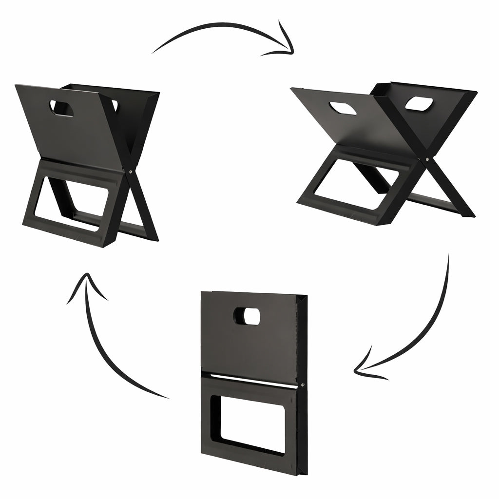 Gratar portabil pliabil pentru gradina si camping, metal, 44x28x36 cm, negru