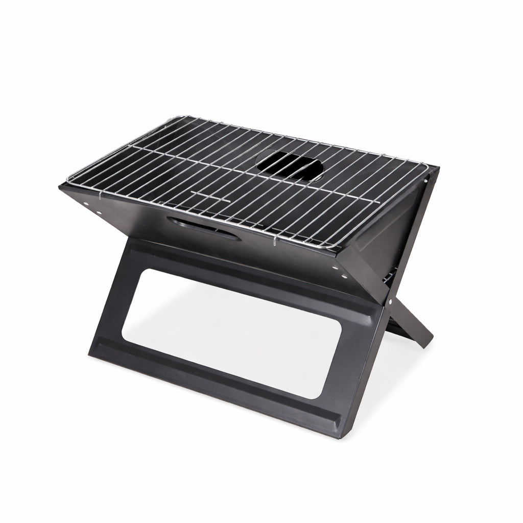 Gratar portabil pliabil pentru gradina si camping, metal, 44x28x36 cm, negru
