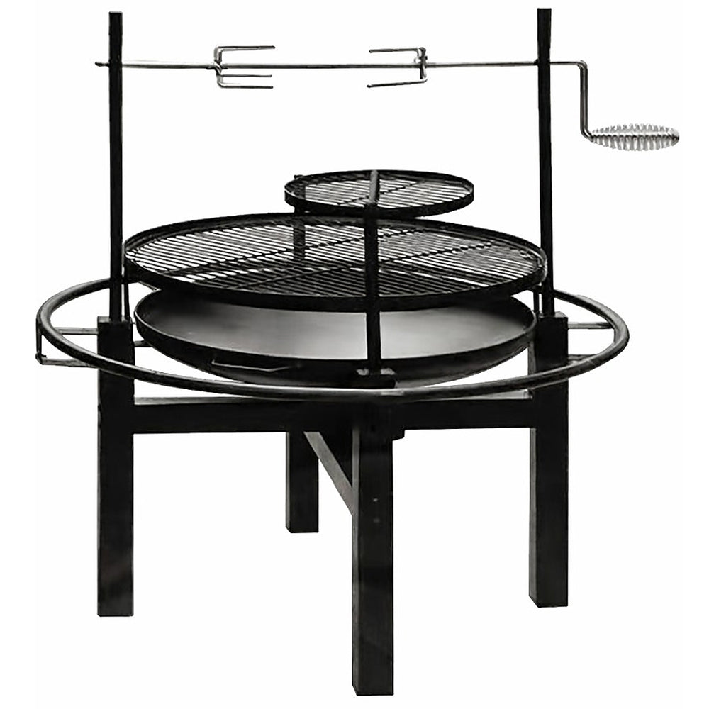 Gratar multifunctional cu rotisor, constructie metalica rezistenta, 90x86x99 cm, negru
