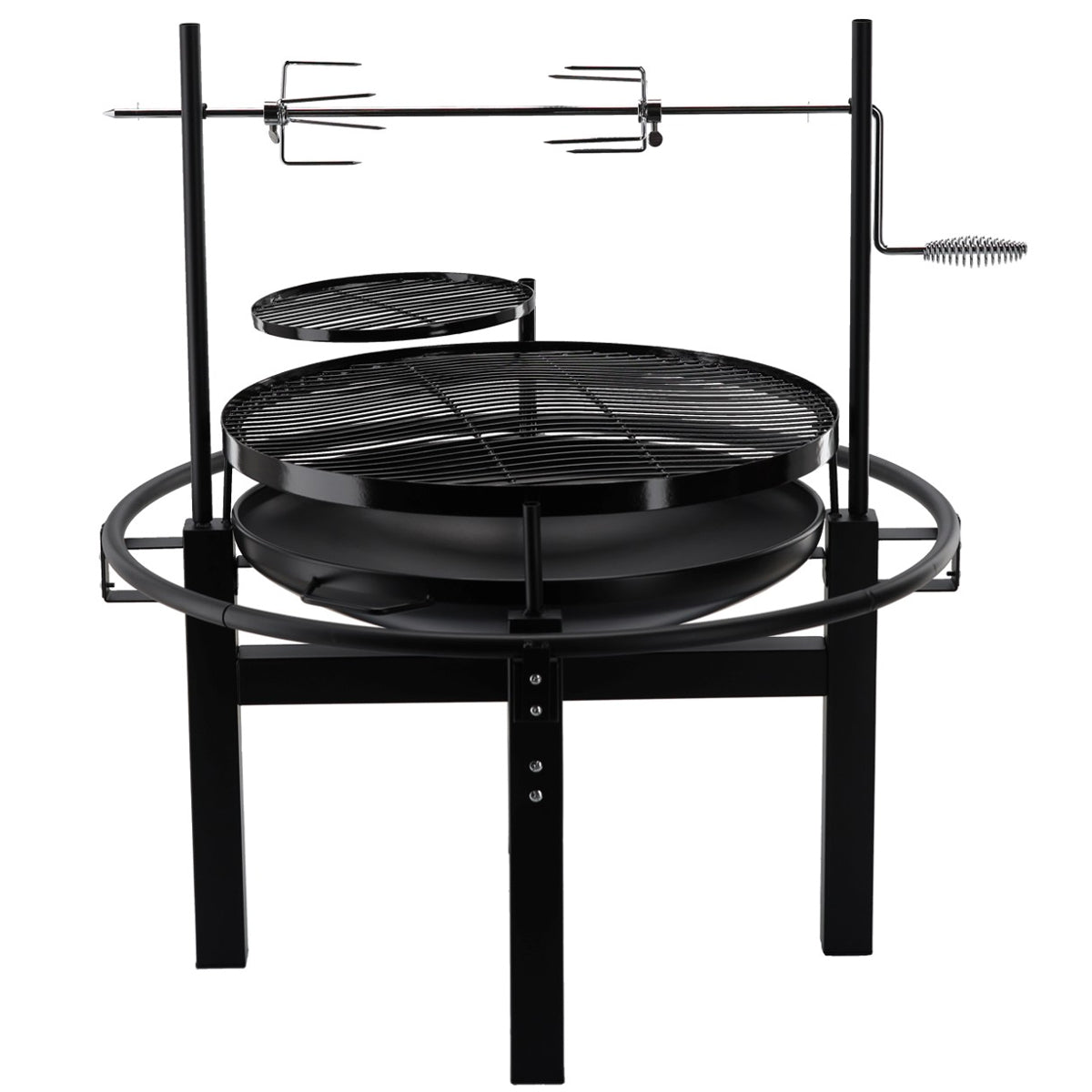 Gratar multifunctional cu rotisor, constructie metalica rezistenta, 90x86x99 cm, negru