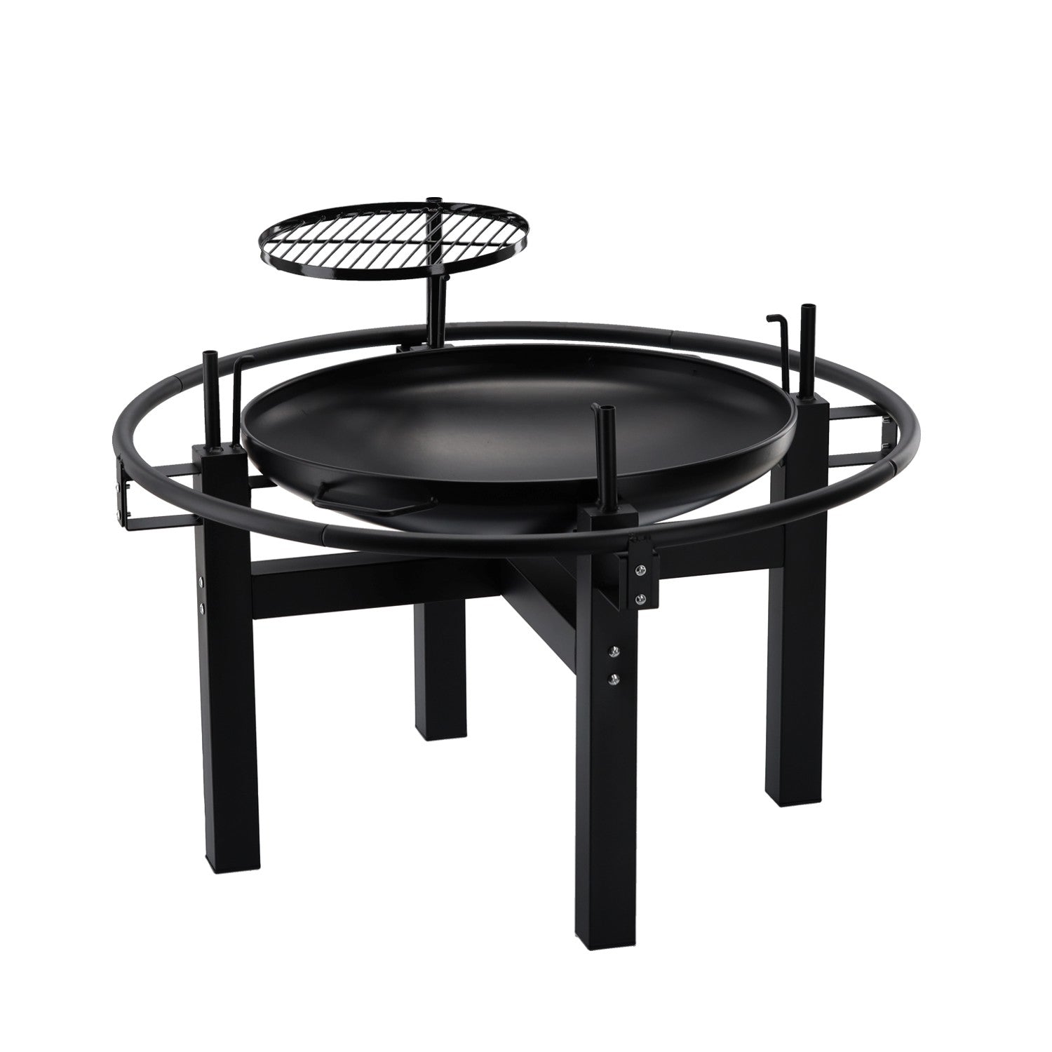 Gratar multifunctional cu rotisor, constructie metalica rezistenta, 90x86x99 cm, negru