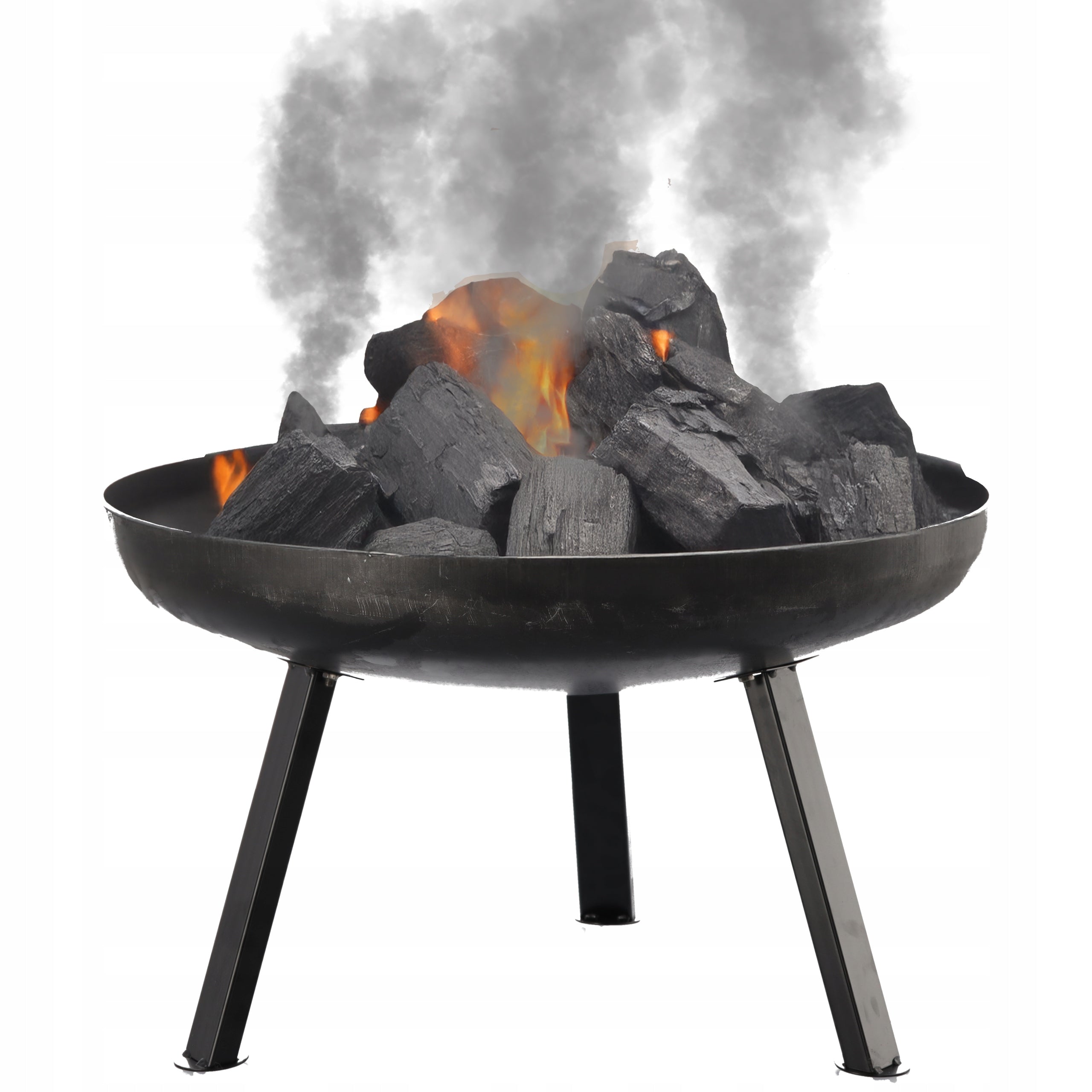 Semineu de gradina 60x36 cm, otel gros 2 mm, cu picioare detasabile, rezistent la temperaturi inalte, negru