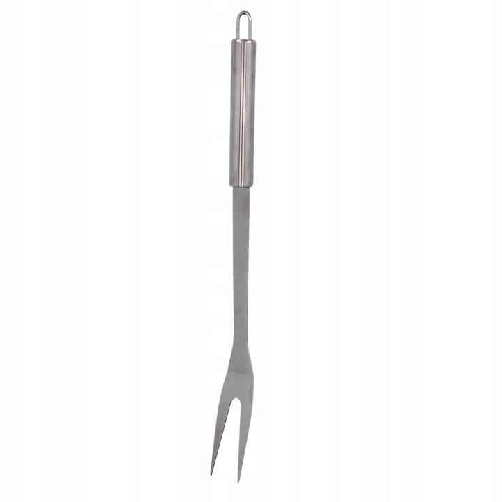 Set 3 ustensile pentru gratar din otel inoxidabil, spatula, furculita si cleste, cu husa