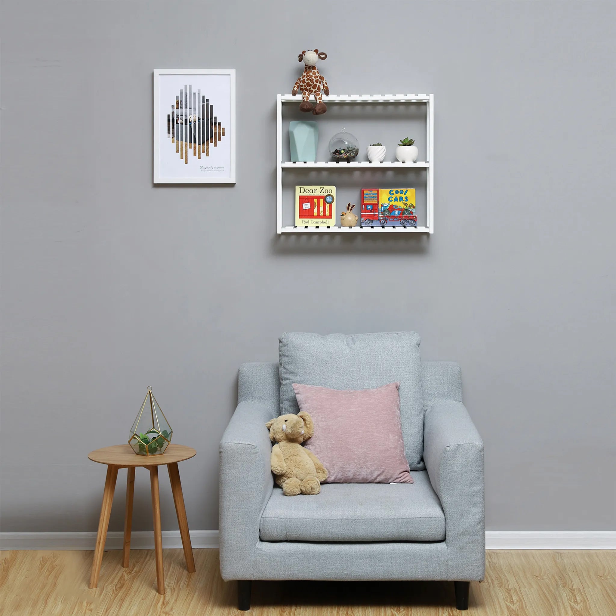 SONGMICS Raft de depozitare din bambus, 3 polite, pentru bucatarie sau baie, 60x15x54 cm, alb