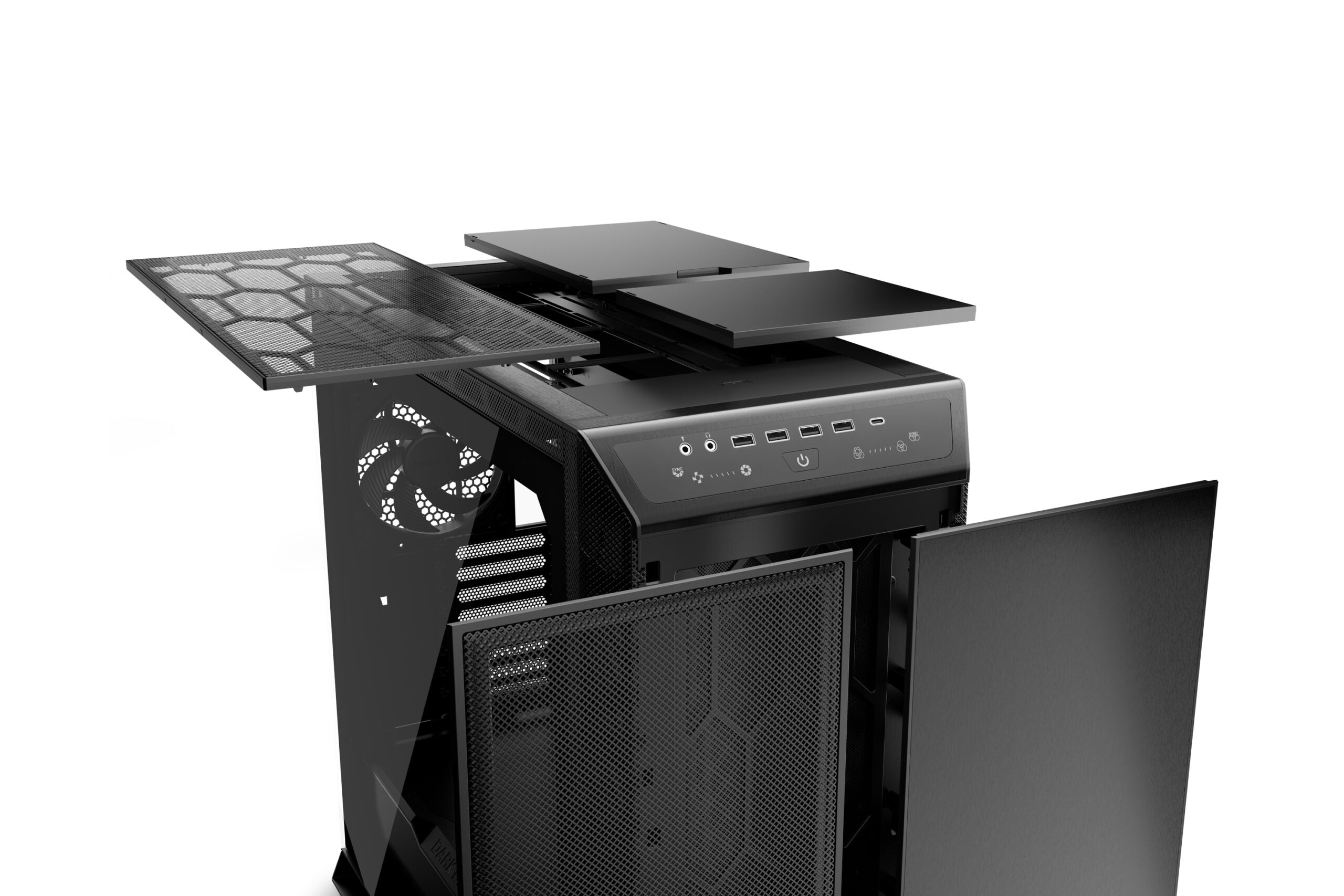 CARCASA be quiet! "DARK BASE PRO 901", Tower, ATX, fara sursa, 4xfan, USB 3.2 gen 2, USB Type-C x 1, audio, mic, PSU shroud, 8 sloturi expansiune, iluminare ARGB, negru, "BGW50"