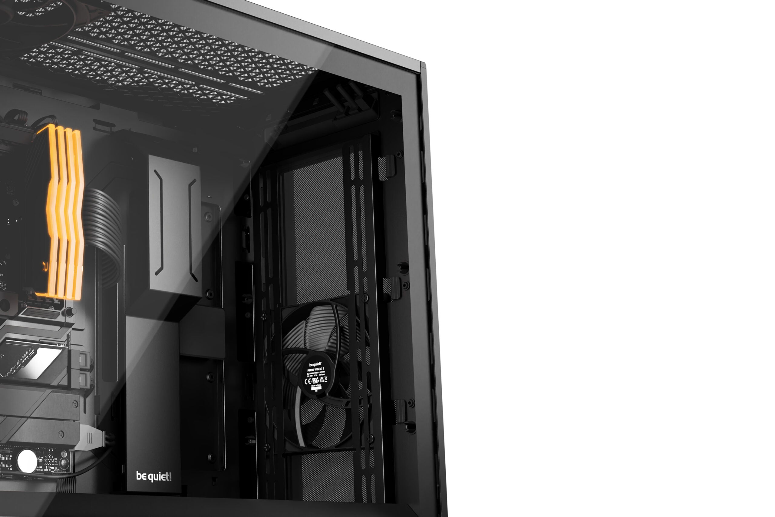 CARCASA be quiet! "SHADOW BASE 800DX", Middle Tower, ATX, fara sursa, 3xfan, USB 3.2 gen 1 x 2, USB Type-C x 1, audio+mic, PSU shroud, 7 sloturi expansiune, ARGB, negru, "BGW61"