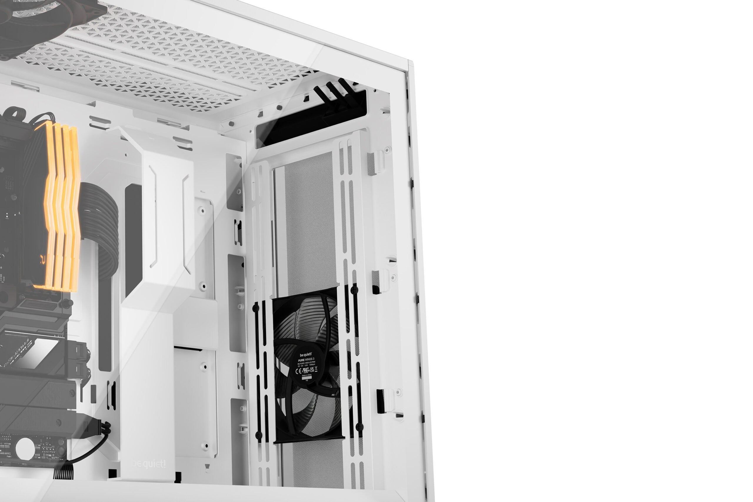 CARCASA be quiet! "SHADOW BASE 800DX", Middle Tower, ATX, fara sursa, 3xfan, USB 3.2 gen 1 x 2, USB Type-C x 1, audio+mic, PSU shroud, 7 sloturi expansiune, ARGB, alb, "BGW62"