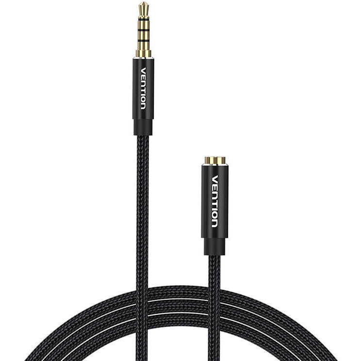 Cablu audio Vention, Jack 3.5mm (T) la Jack 3.5mm (M), 3m, conectori auriti, braided BBC, negru, "BHCBI" - 6922794765696