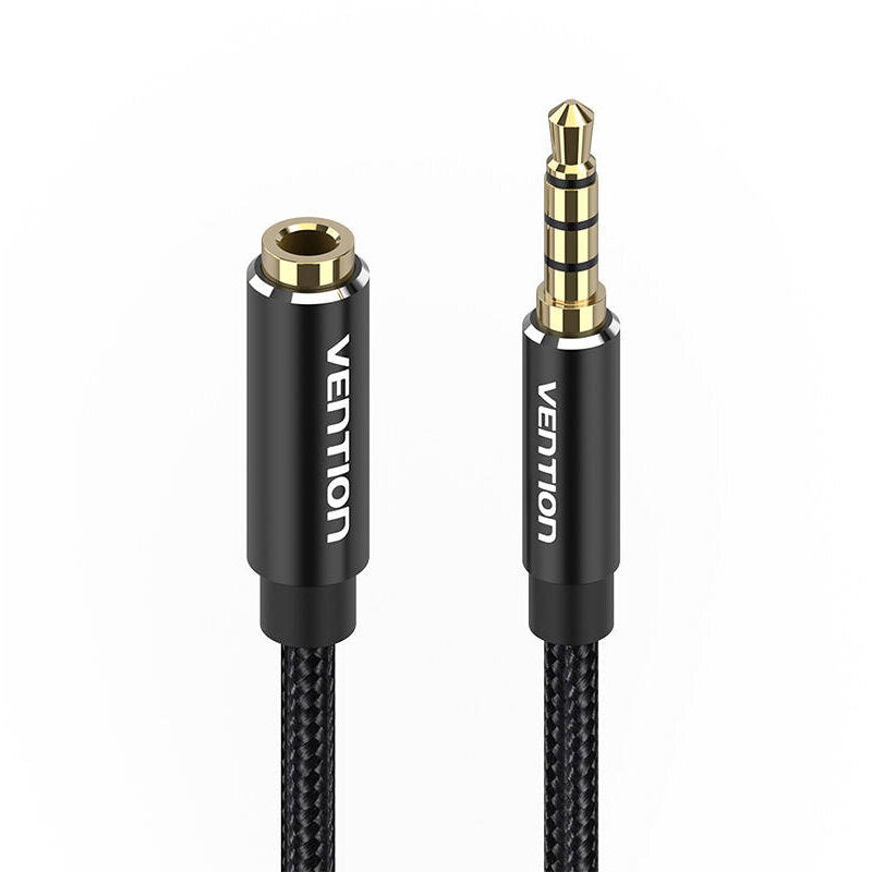Cablu audio Vention, Jack 3.5mm (T) la Jack 3.5mm (M), 3m, conectori auriti, braided BBC, negru, "BHCBI" - 6922794765696
