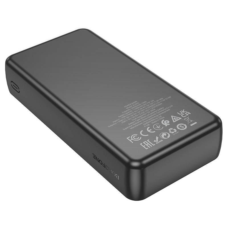 POWER BANK Borofone "BJ56A", 20000mAh, 22.5W, 2 x USB; 1 x USB Type-C, 1 x Micro USB, total 2A, negru, "6941991111822"