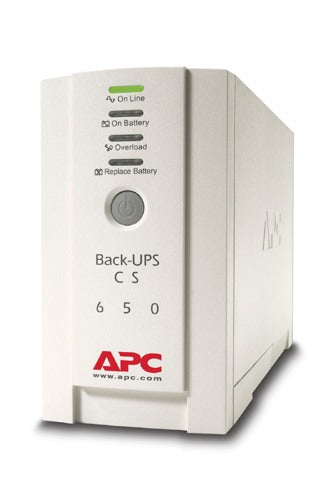 UPS APC "Back-UPS CS",Line Int. cu manag,mini tower,650VA/400W,IECx4,1xRBC17,LED,back-up 11-20 min.,"BK650EI",prelung garantie (WBEXTWAR1YR--01/W BEXTWAR3YR--01)