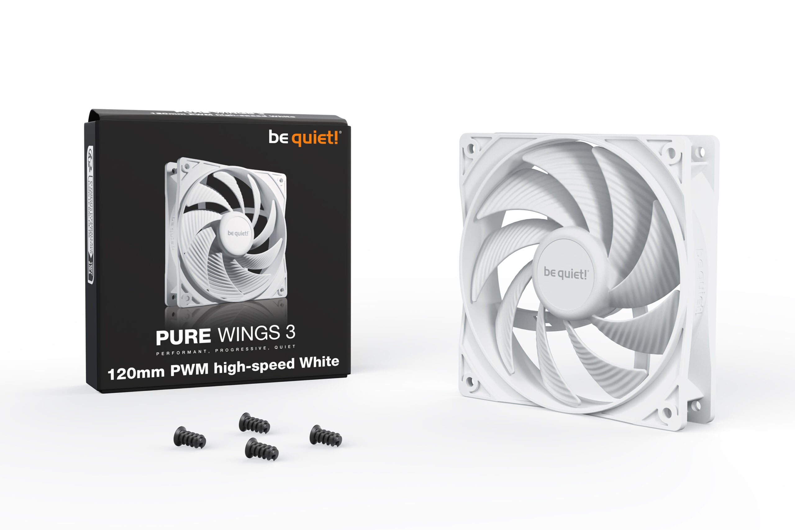 Ventilator be quiet! "PURE WINGS 3 PWM"120mm 2100 rpm, Rifle bearing, 4-pin PWM, alb, "BL111"