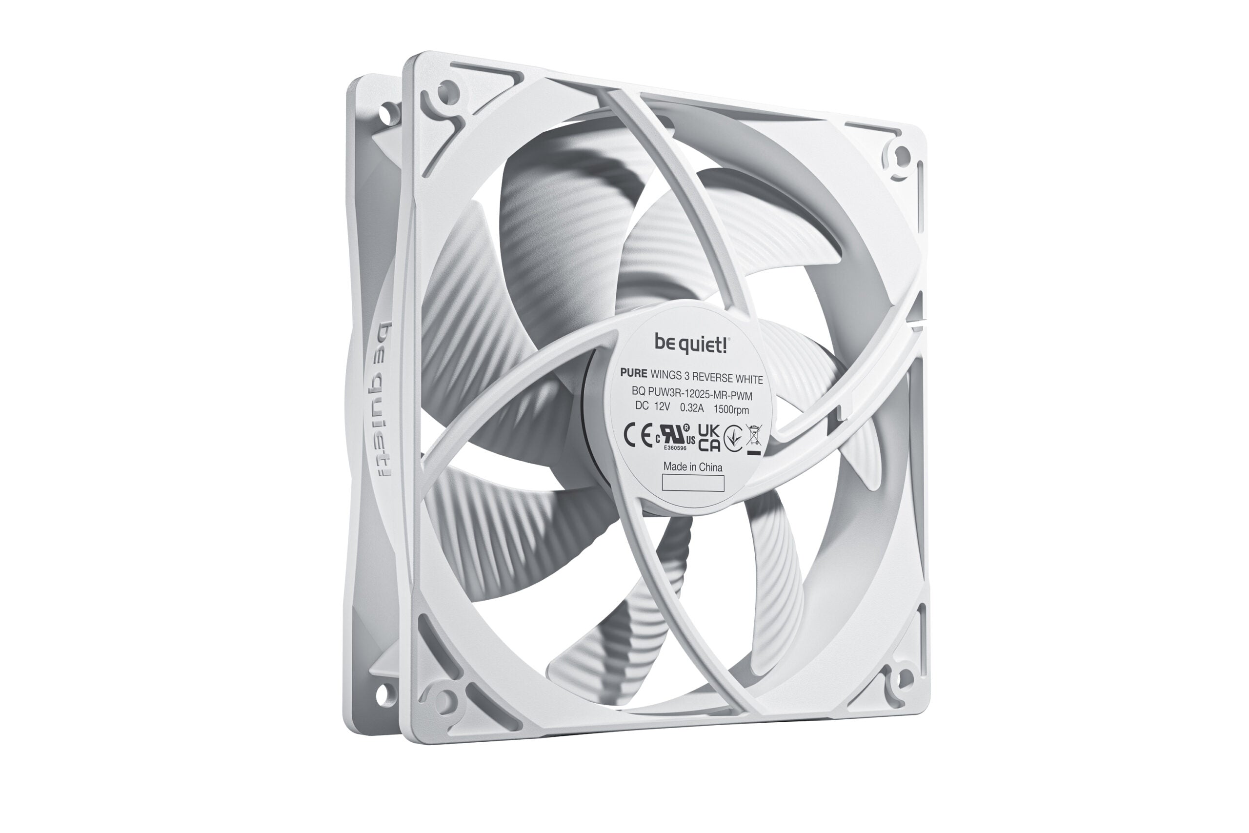 Set 3 ventilatoare be quiet "PURE WINGS 3", 120mm, 1500 RPM max, Rifle Bearing, 80 cfm, 4pin PWM, alb, "BL136" -
