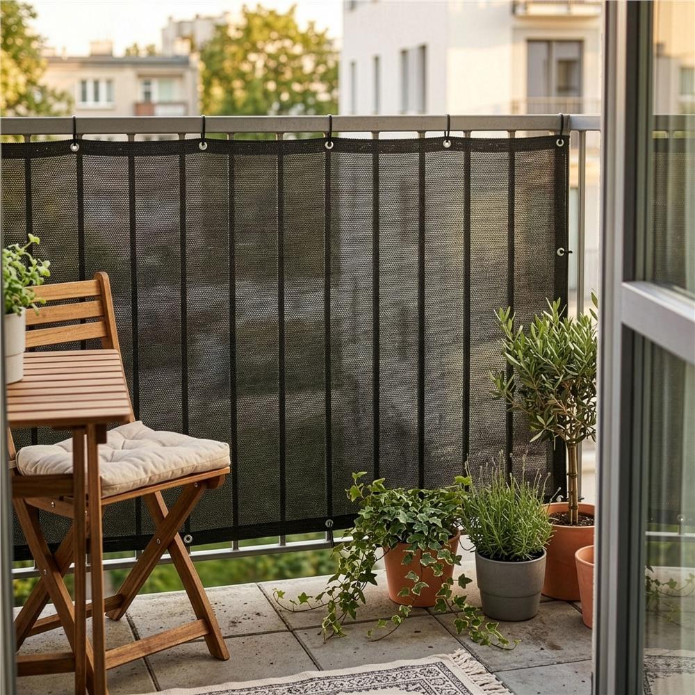 Paravan plasa umbrire pentru balustrada balcon, 95% umbrire, impermeabila, 500x100 cm, antracit