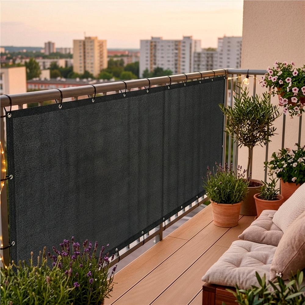 Paravan plasa umbrire pentru balustrada balcon, 95% umbrire, impermeabila, 500x100 cm, antracit