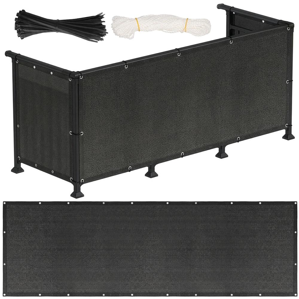 Paravan plasa umbrire pentru balustrada balcon, 95% umbrire, impermeabila, 500x100 cm, antracit