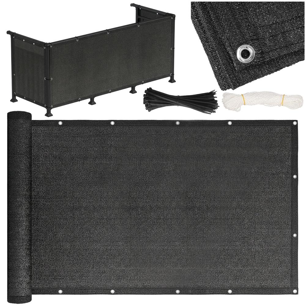Paravan plasa umbrire pentru balustrada balcon, 95% umbrire, impermeabila, 500x100 cm, antracit