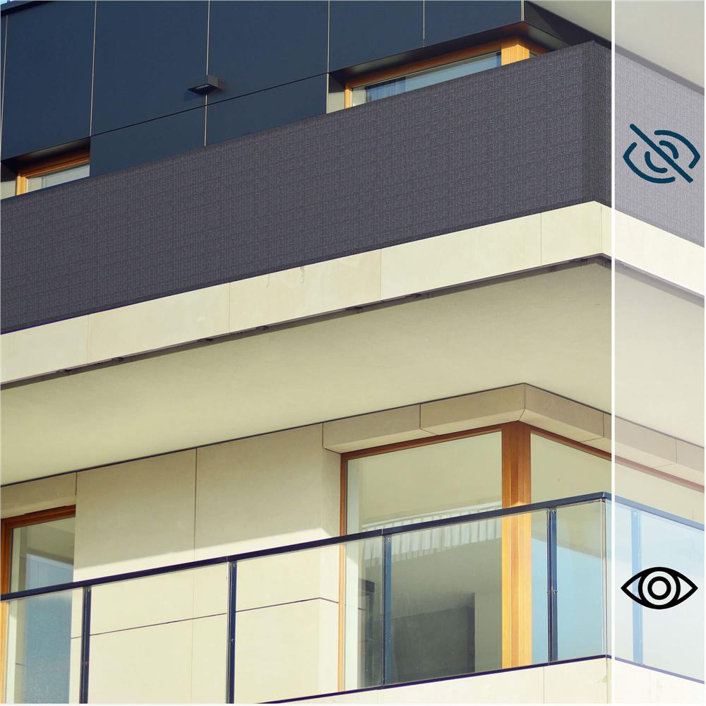 Paravan plasa umbrire pentru balustrada balcon, 95% umbrire, impermeabila, 500x100 cm, antracit